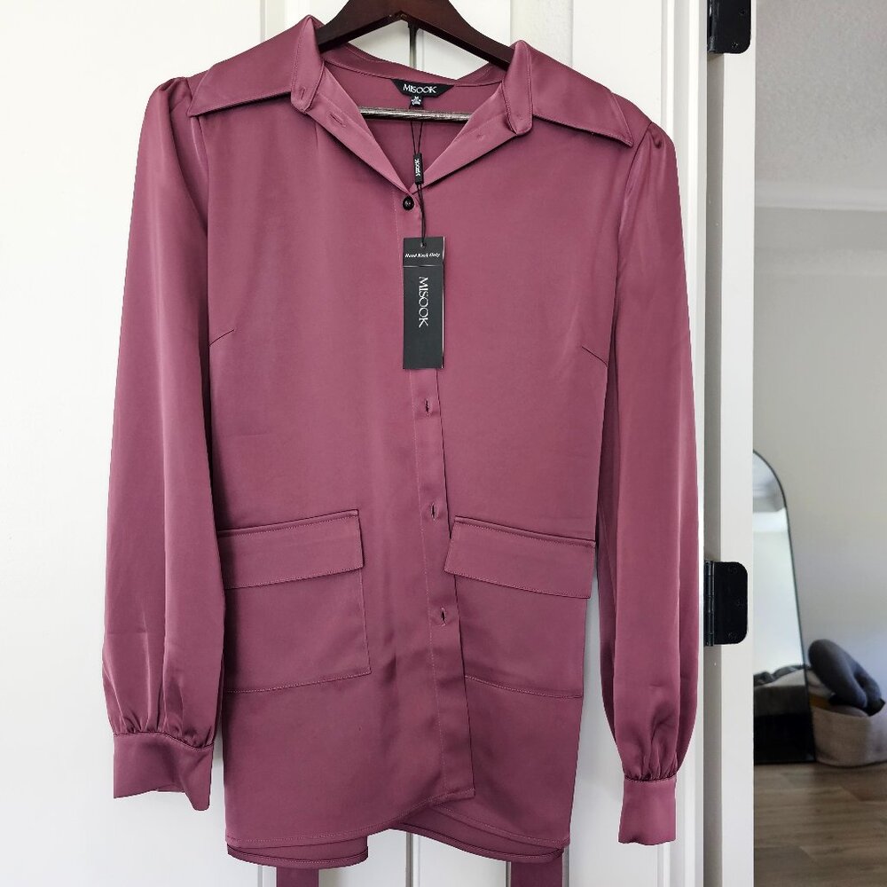Misook Mauve Tie-Waist Blouse | Size M | New With Tags